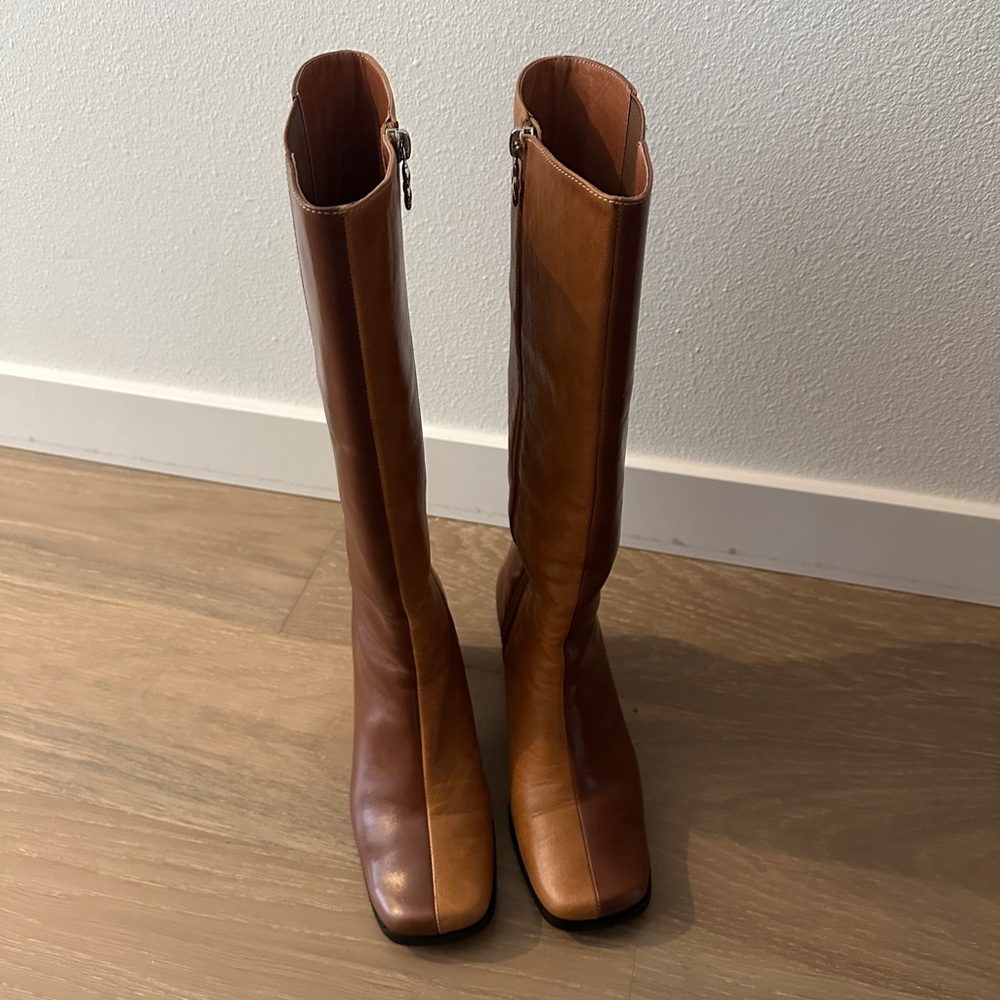 Lisa Says Gah Brown Bicolor Leather Heeled Boots